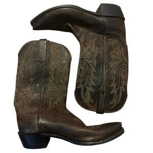 Lucchese Corbin Men’s Leather Western Boots Size 9 1/2 Brown N1556